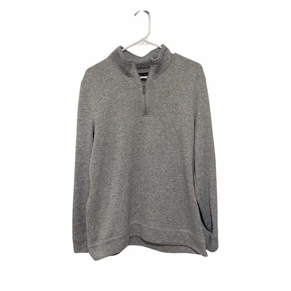 Croft & Barrow Men's Large Gray Quarter Zip Long Sleeve Collar Sweater